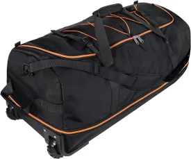 110L/140L Expandable Soft-Sided Foldable Duffle Bag with 2 Rubber Wheels,Packable 32 Rolling Carry-On with Multi-Pockets & Compartments,Black Orange