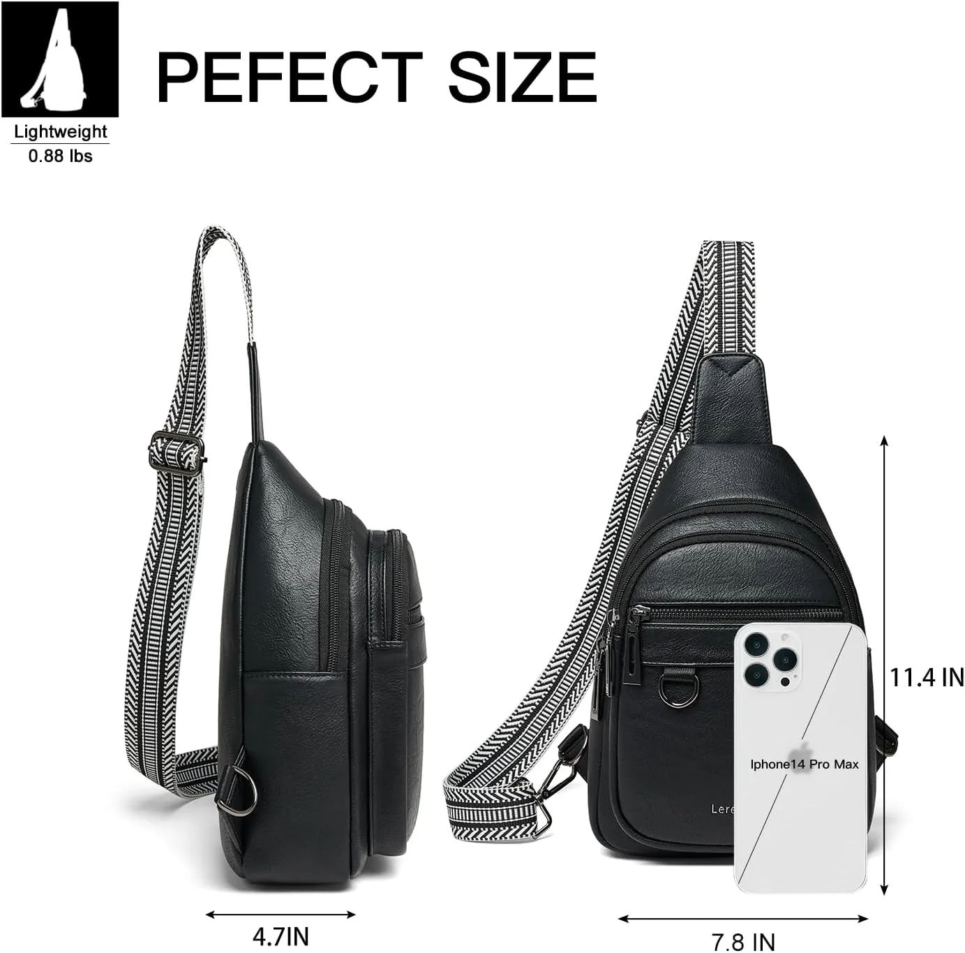 7L Sling Bag for Women Men Vegan Leather Crossbody Bags Fanny Pack Purse Backpack Over Shoulder Bag Travel Anti Theft