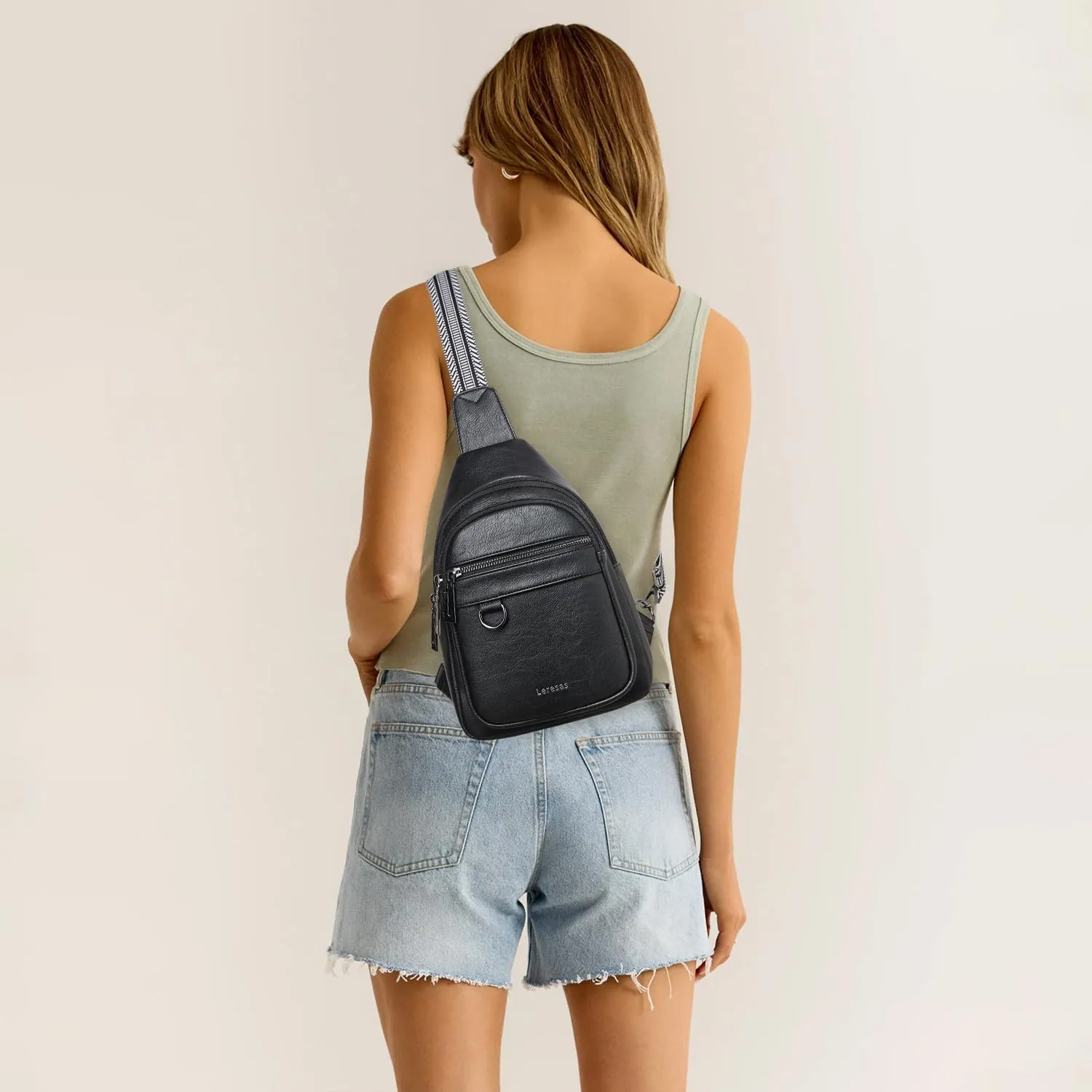 7L Sling Bag for Women Men Vegan Leather Crossbody Bags Fanny Pack Purse Backpack Over Shoulder Bag Travel Anti Theft