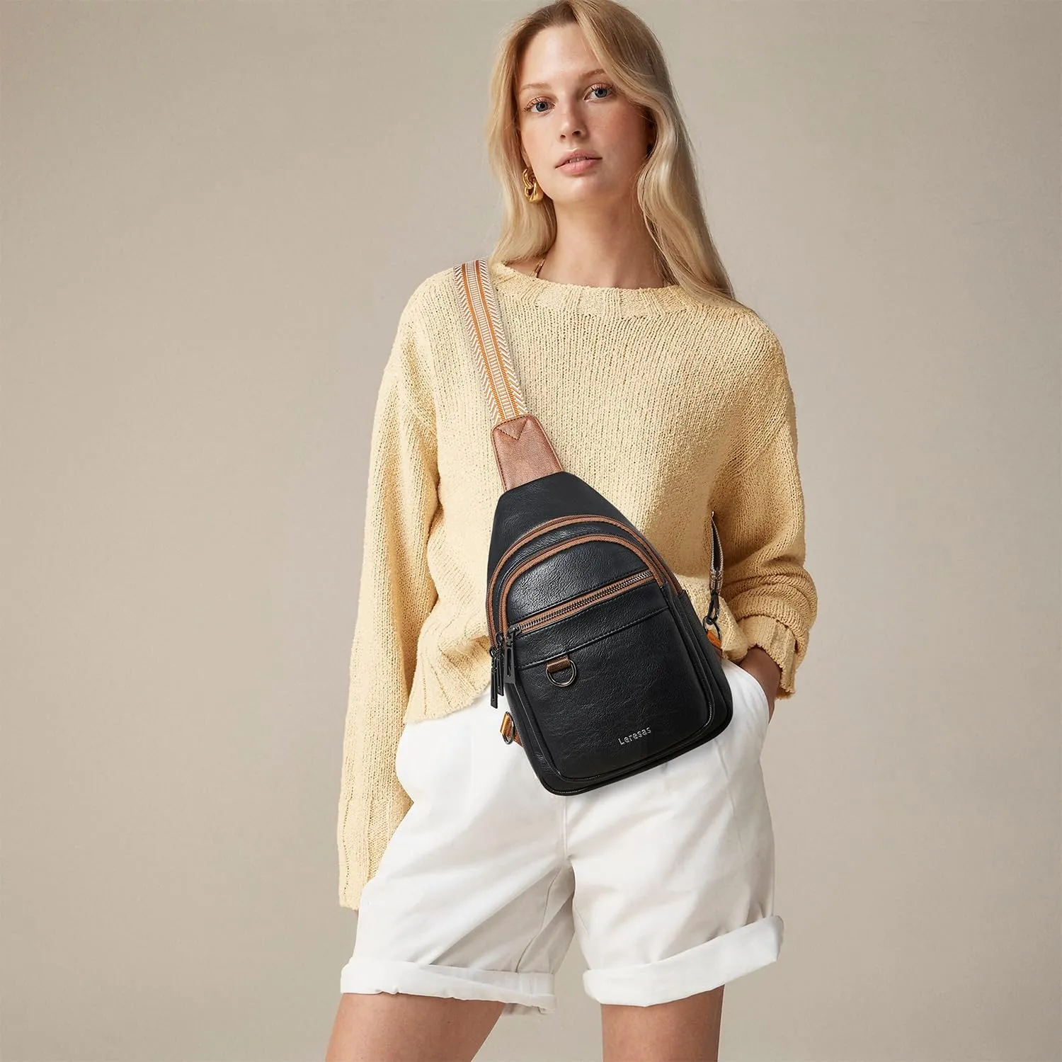 7L Sling Bag for Women Men Vegan Leather Crossbody Bags Fanny Pack Purse Backpack Over Shoulder Bag Travel Anti Theft