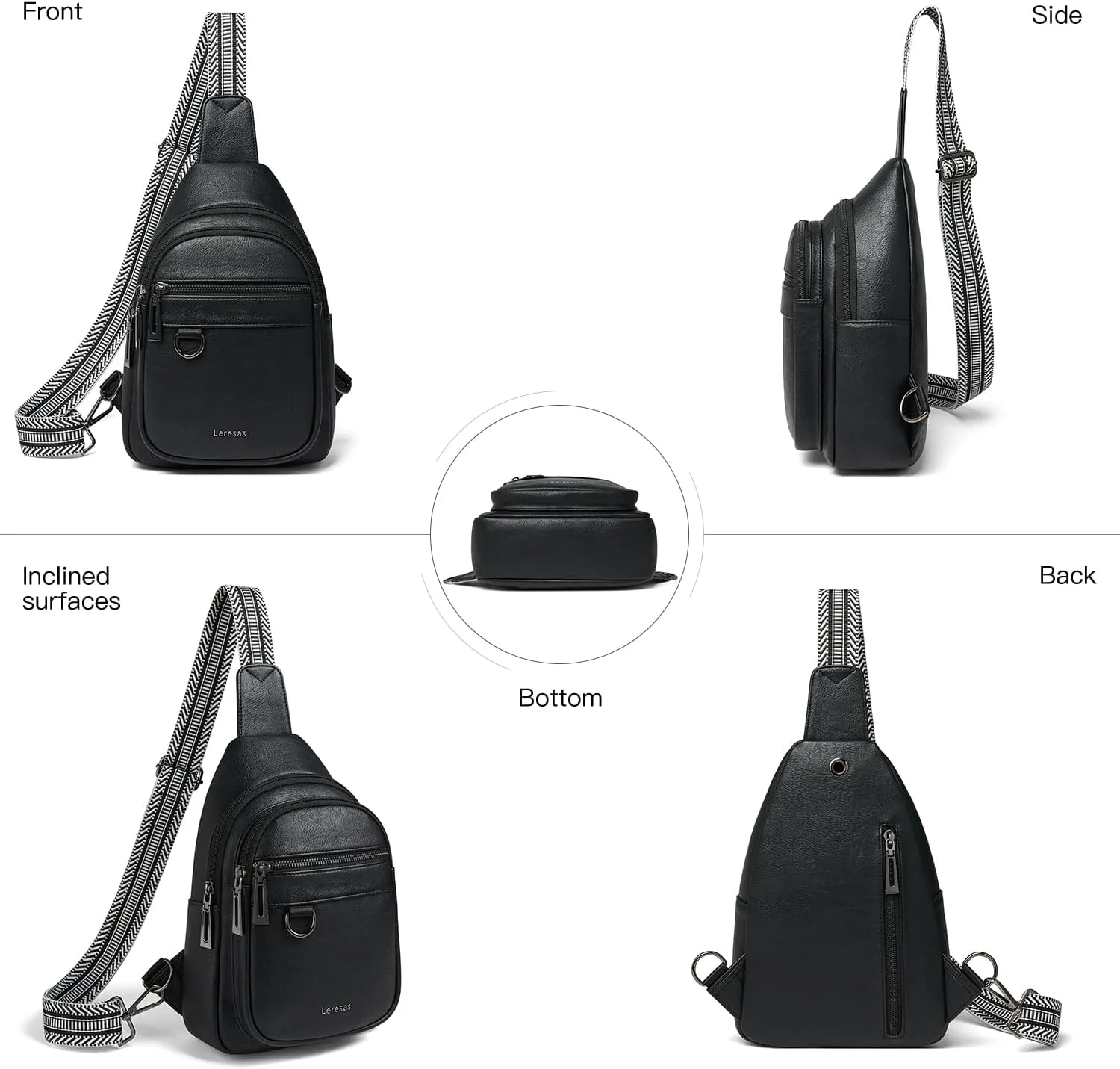 7L Sling Bag for Women Men Vegan Leather Crossbody Bags Fanny Pack Purse Backpack Over Shoulder Bag Travel Anti Theft