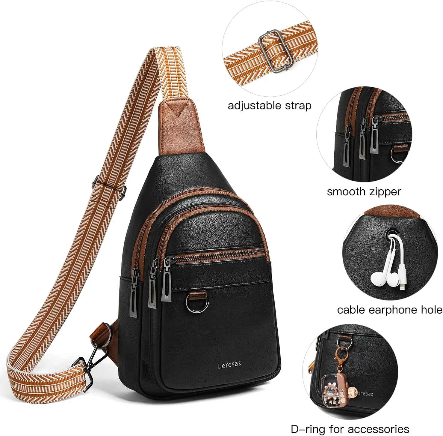 7L Sling Bag for Women Men Vegan Leather Crossbody Bags Fanny Pack Purse Backpack Over Shoulder Bag Travel Anti Theft