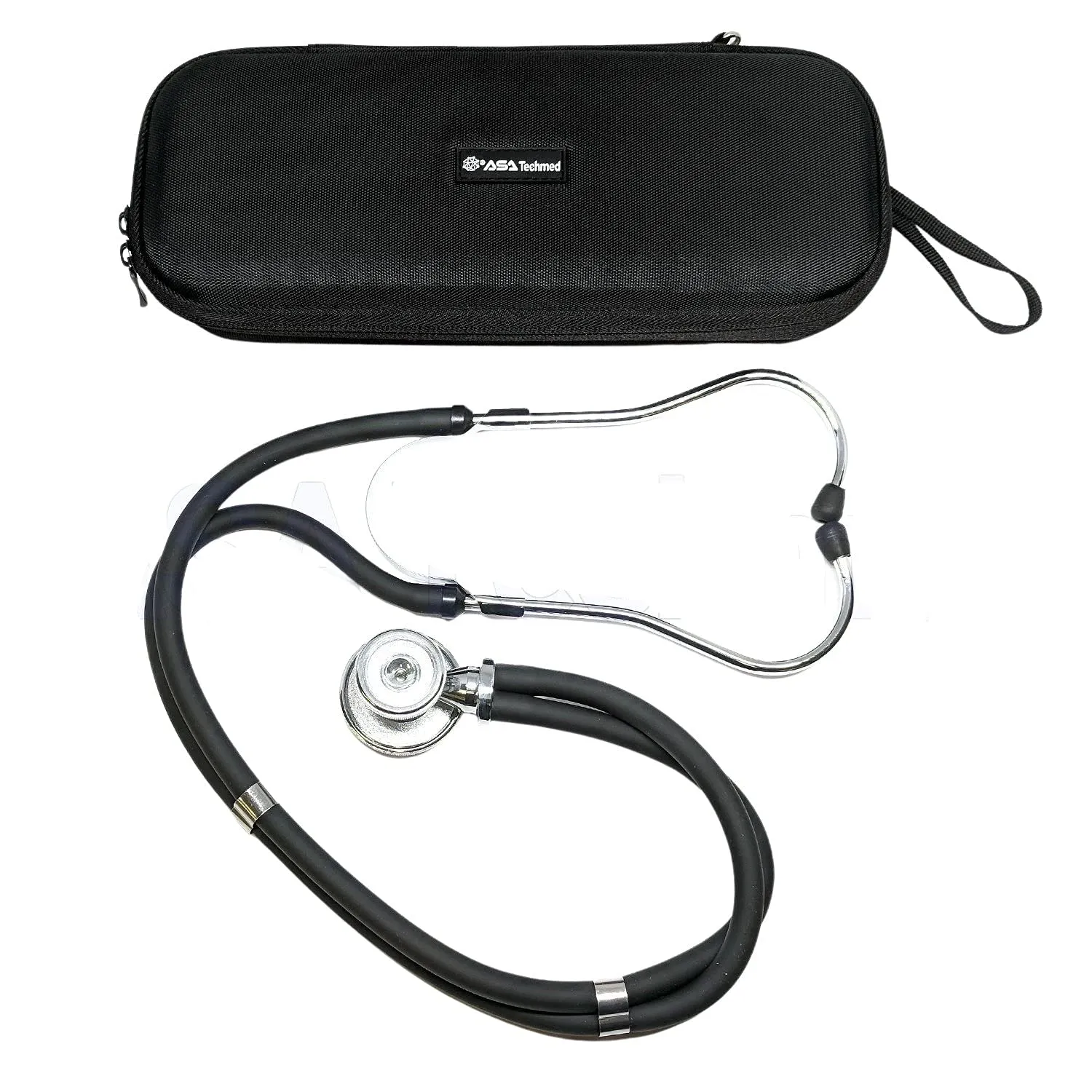 ASA TECHMED Sprague Rappaport Stethoscope Dual Head Adult   Free Lightweight Storage Case Bag (Black) Ideal Gift for Medical Students, Doctors, Nurses, EMT, Paramedics and Firefighter