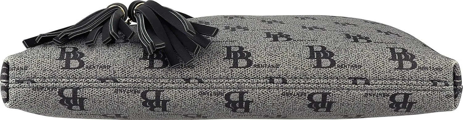 B BRENTANO Vegan Multi-Zipper Crossbody Handbag Purse with Tassel Accents