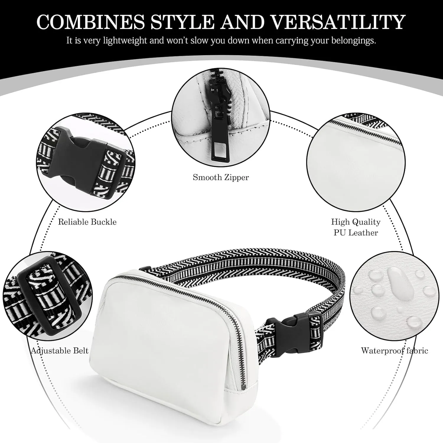 Belt Bag for Women Unisex Mini Fanny Pack Dupes Fanny Pack Crossbody Bags for Women Men Everywhere Waist Pack with Adjustable Strap (White-)