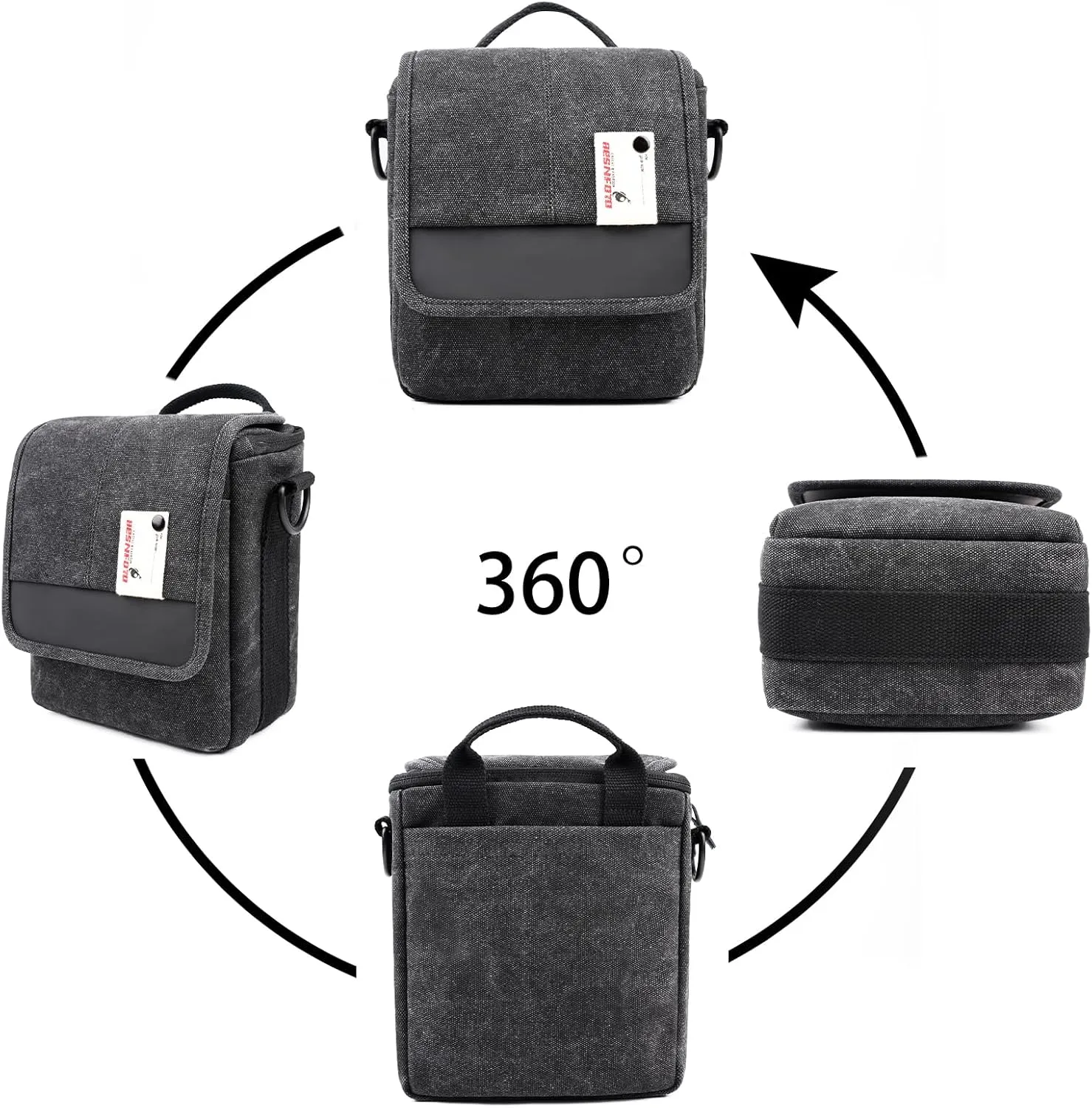 Besnfoto Mirrorless Camera Shoulder Bag Small Messenger Case Waist Bag Compatible for Canon (BlackH, Small)