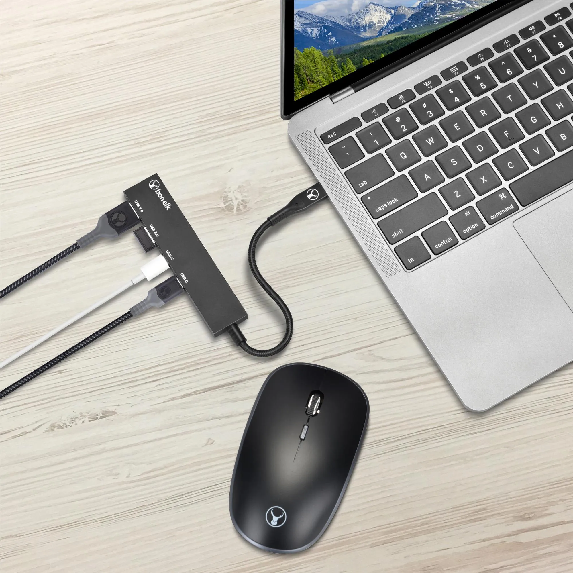Bonelk Long-Life USB-C 4 in 1 Multiport Slim Hub (Black)