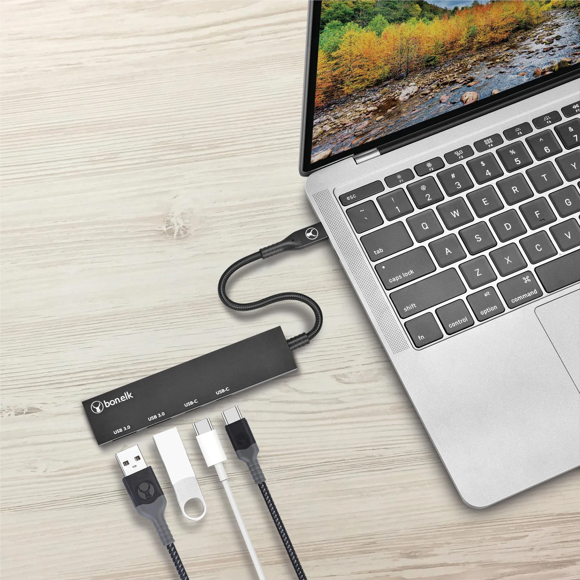 Bonelk Long-Life USB-C 4 in 1 Multiport Slim Hub (Black)
