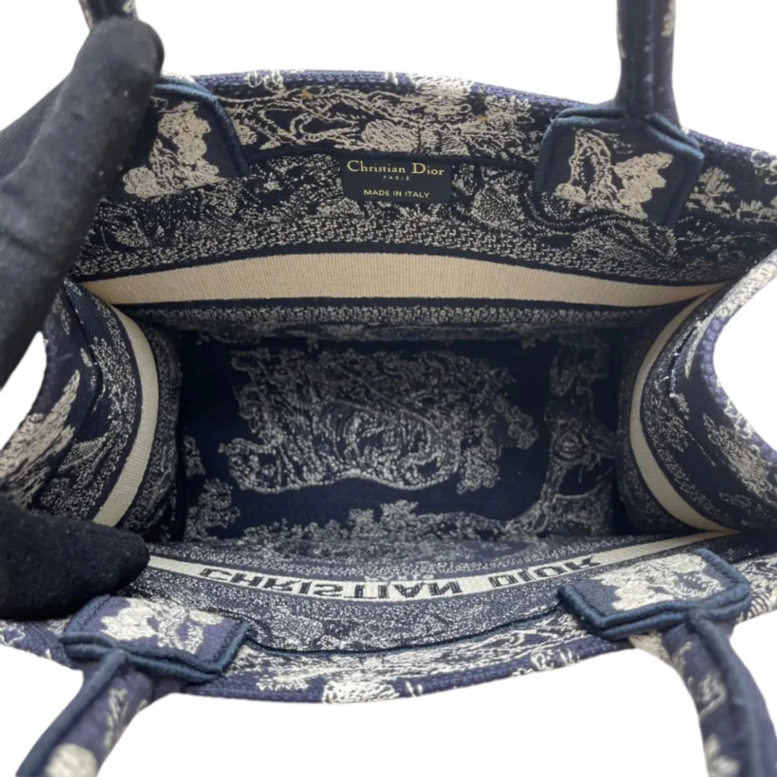 Book Tote Small Dioriviera Toile De Jouy Canvas Blue