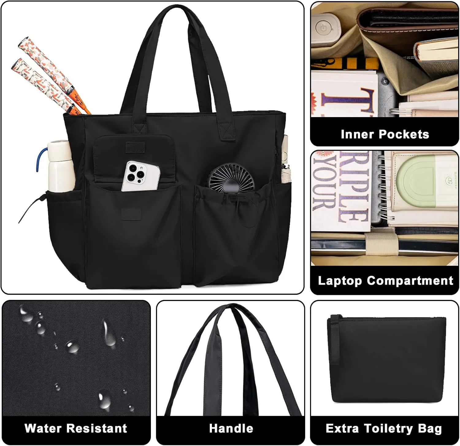CAMTOP Waterproof Beach Tote Bag for Women Girls with Zipper Foldable Sandproof Pool Swim Bag Travel Carry On Gym