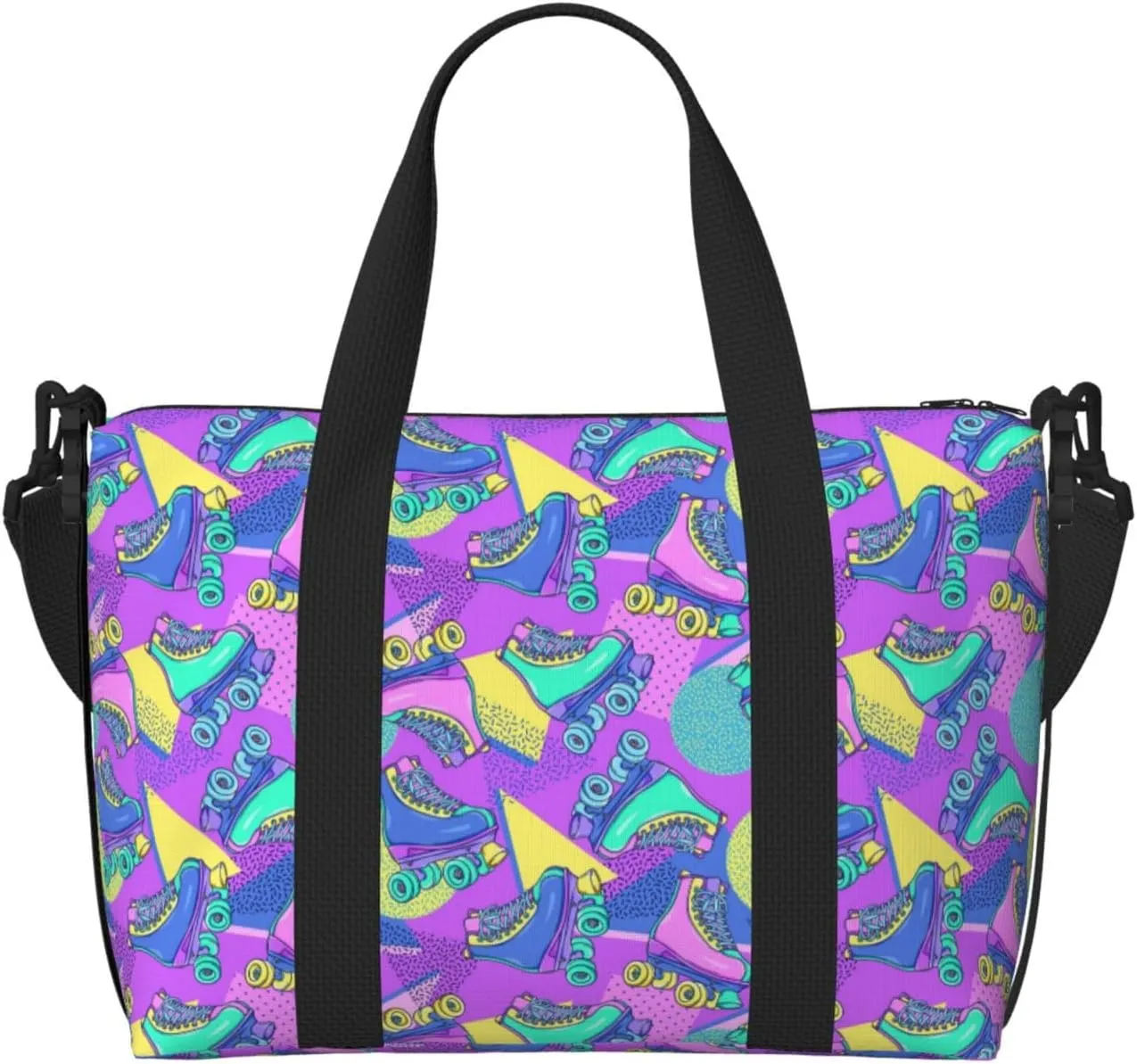 Carry On Duffle Bags Overnight Weekender Bags for Women, Disco Roller Skates Personal Item Travel Bag, Travel Essentials Sport Gym Bag for Men Women