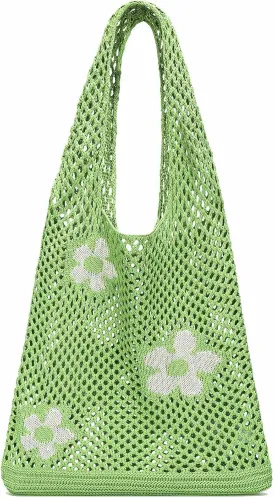 CATMICOO Crochet Beach Bag Tote: Small Knit Bag Summer Shoulder Bag for Vacation