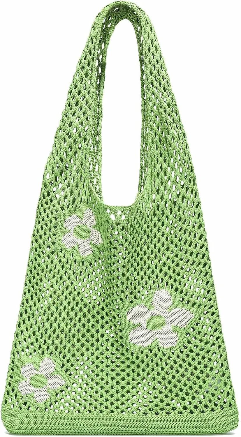 CATMICOO Crochet Beach Bag Tote: Small Knit Bag Summer Shoulder Bag for Vacation