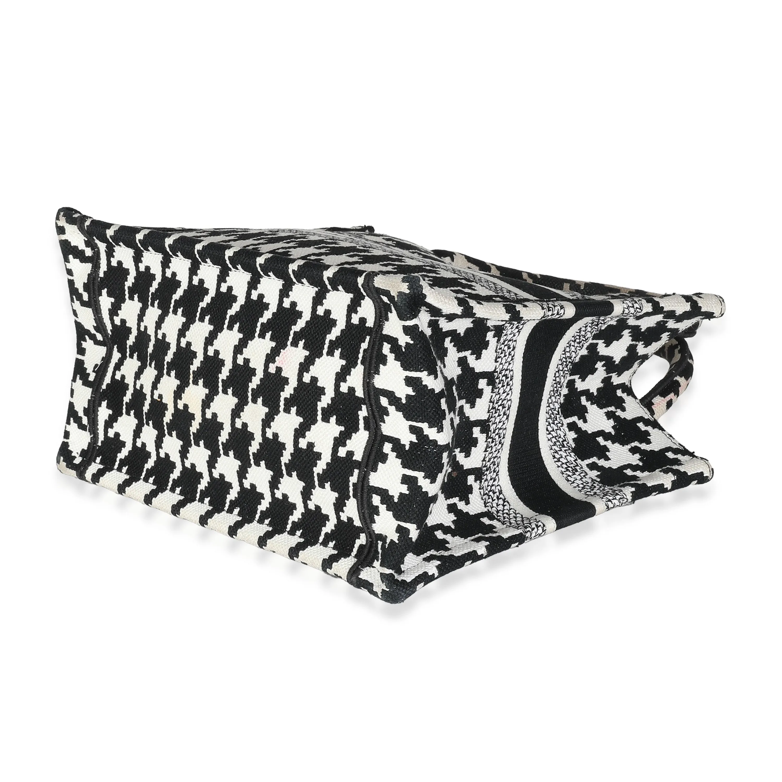 CHRISTIAN DIOR Black White Houndstooth Small Book Tote