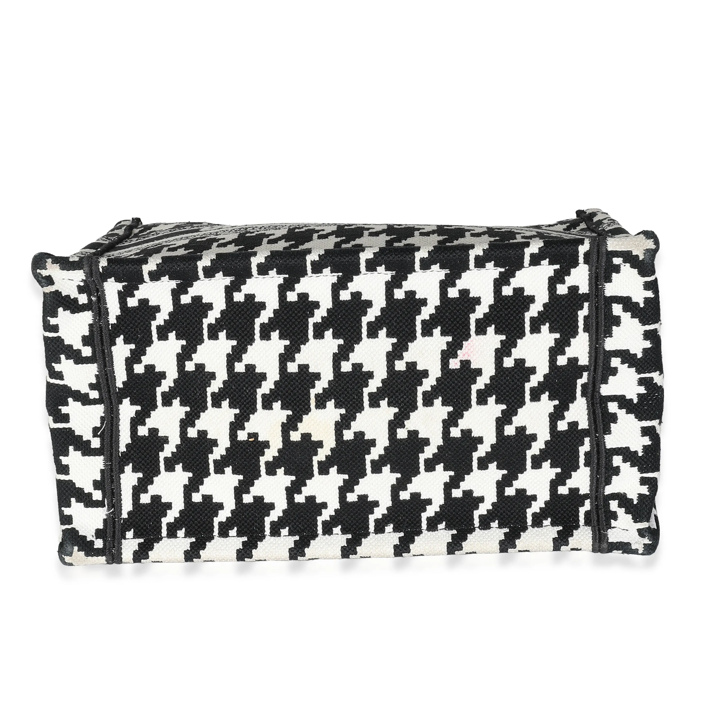 CHRISTIAN DIOR Black White Houndstooth Small Book Tote