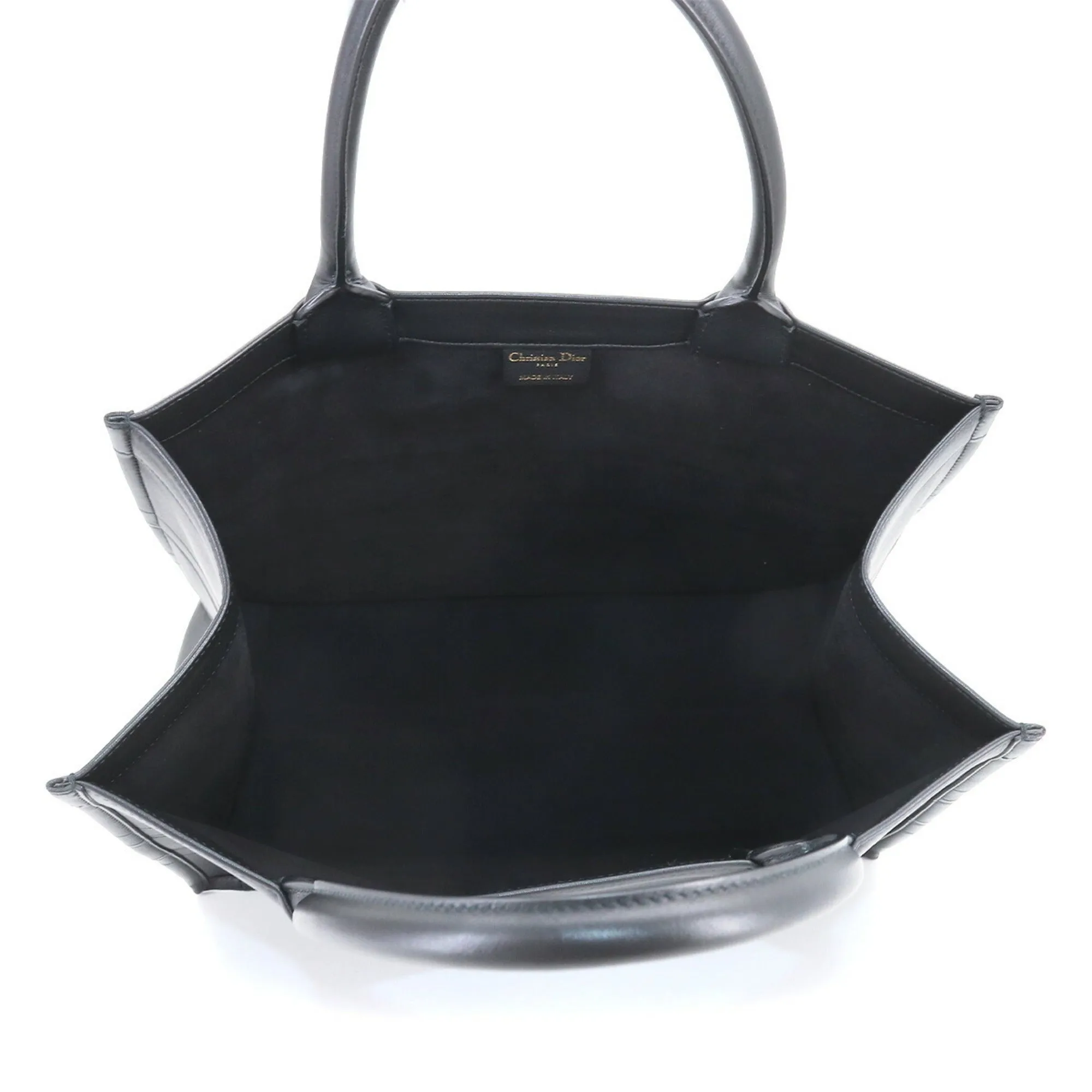 CHRISTIAN DIOR Book Tote Bag Medium Leather Black M1296ZGSB