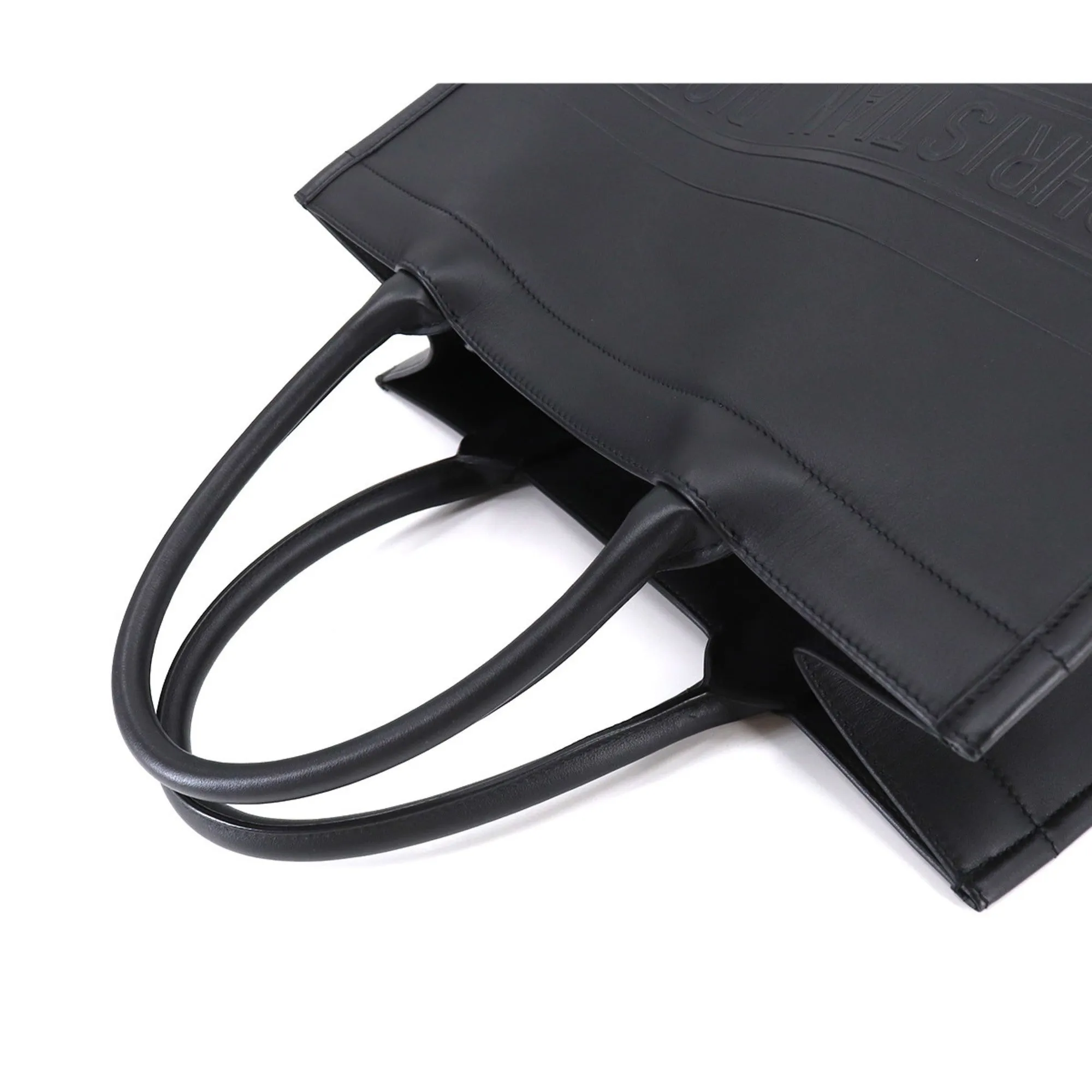 CHRISTIAN DIOR Book Tote Bag Medium Leather Black M1296ZGSB