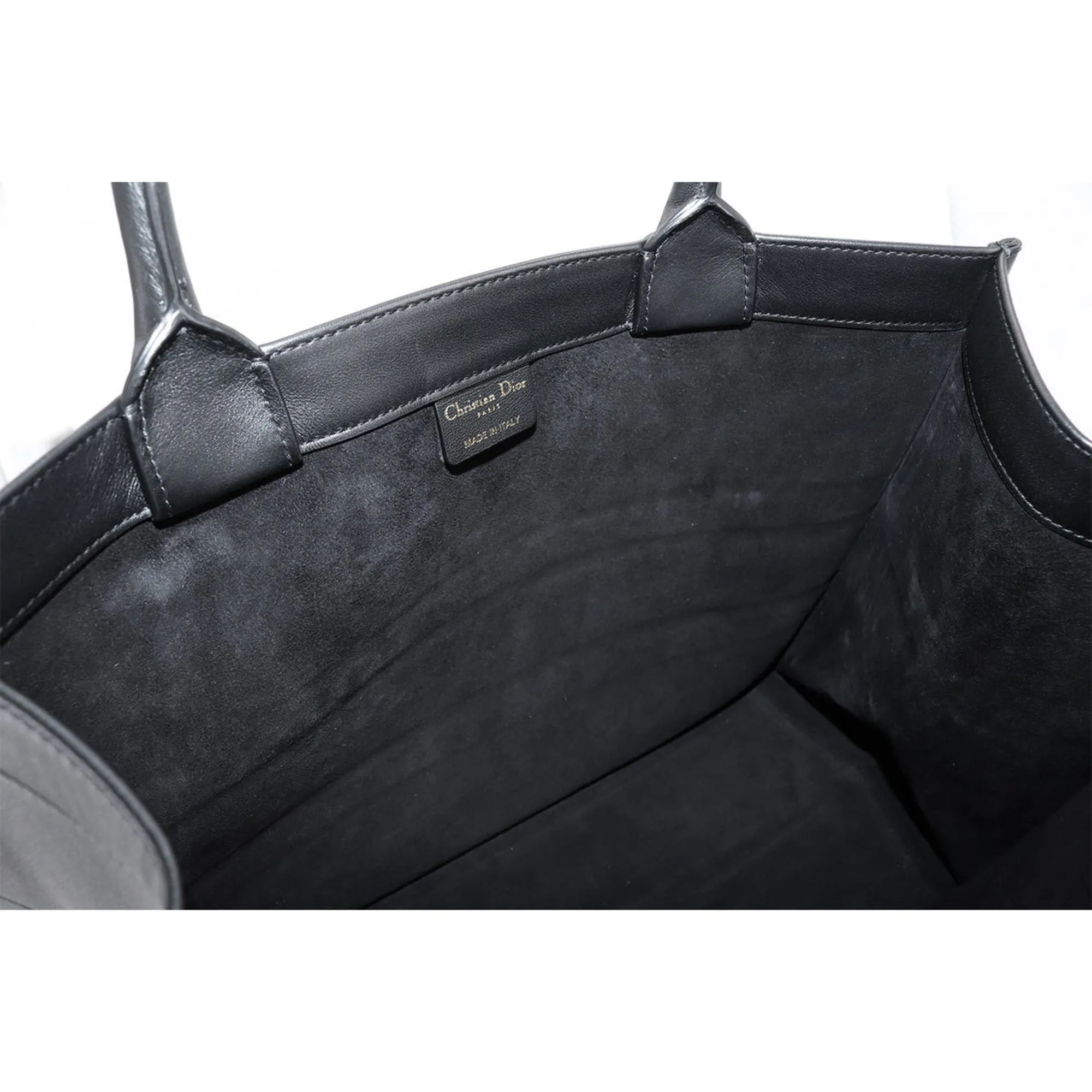 CHRISTIAN DIOR Book Tote Bag Medium Leather Black M1296ZGSB
