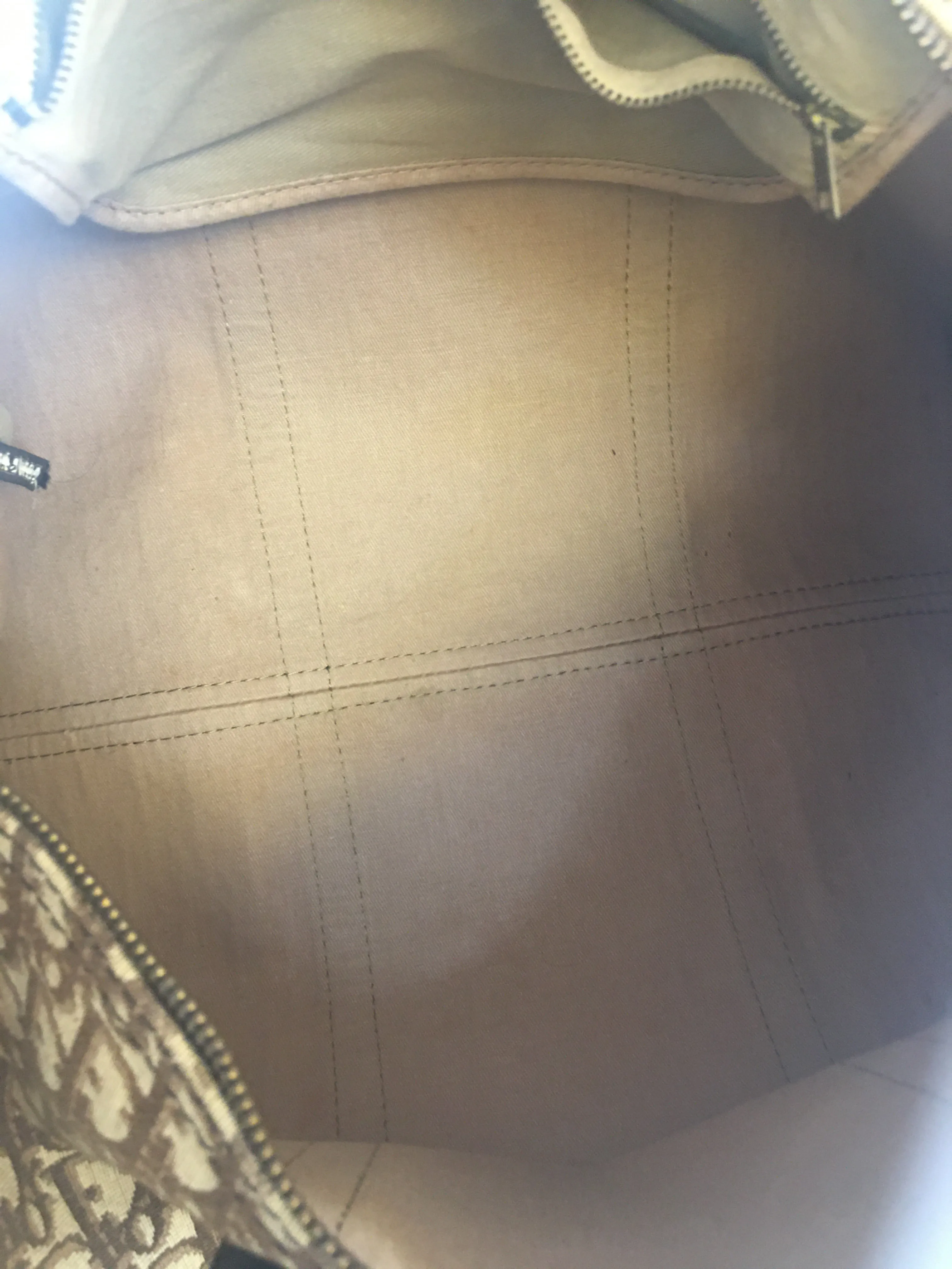 CHRISTIAN DIOR Bowling Handbag in Beige Fabric