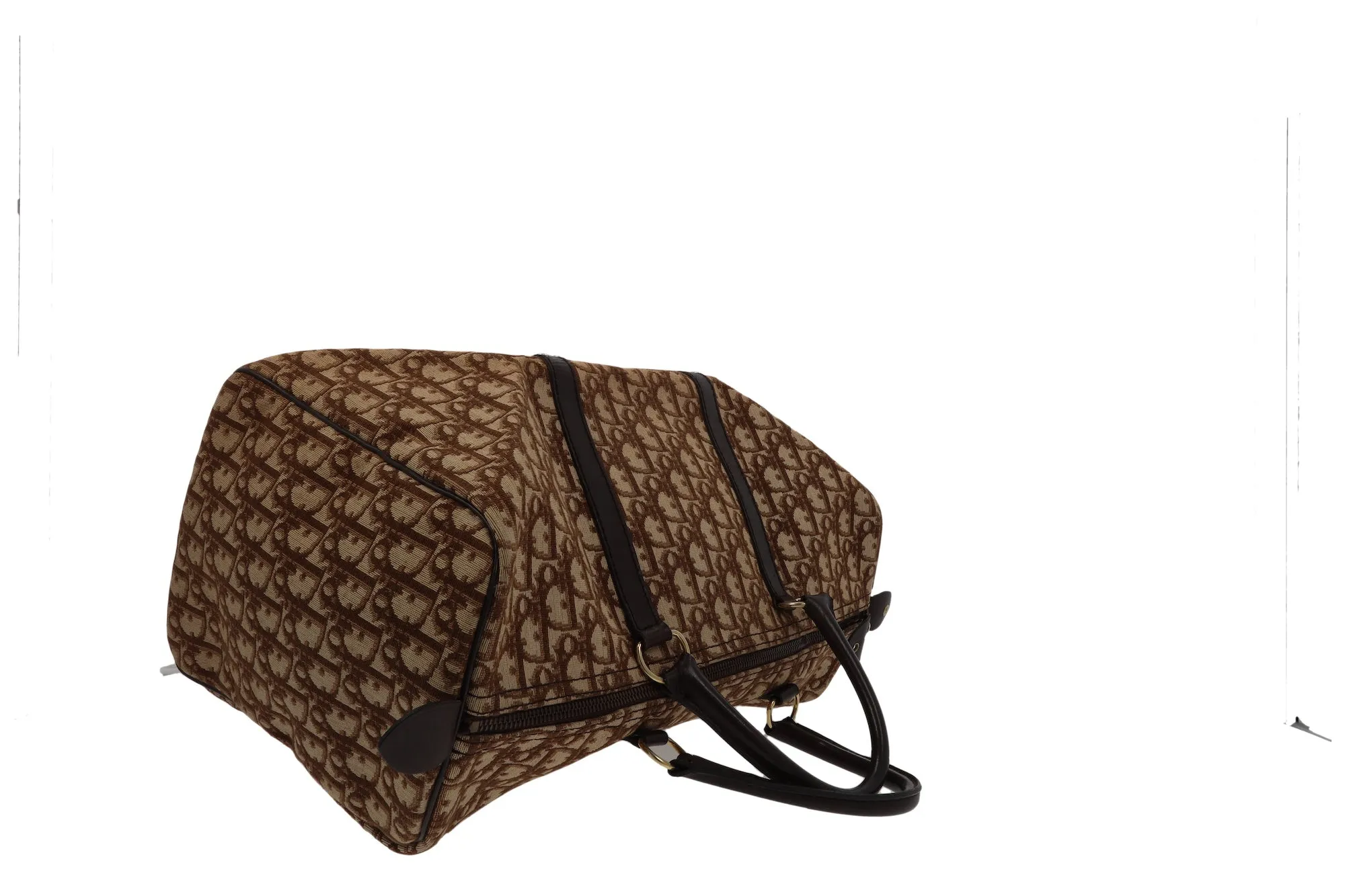 CHRISTIAN DIOR Bowling Handbag in Beige Fabric