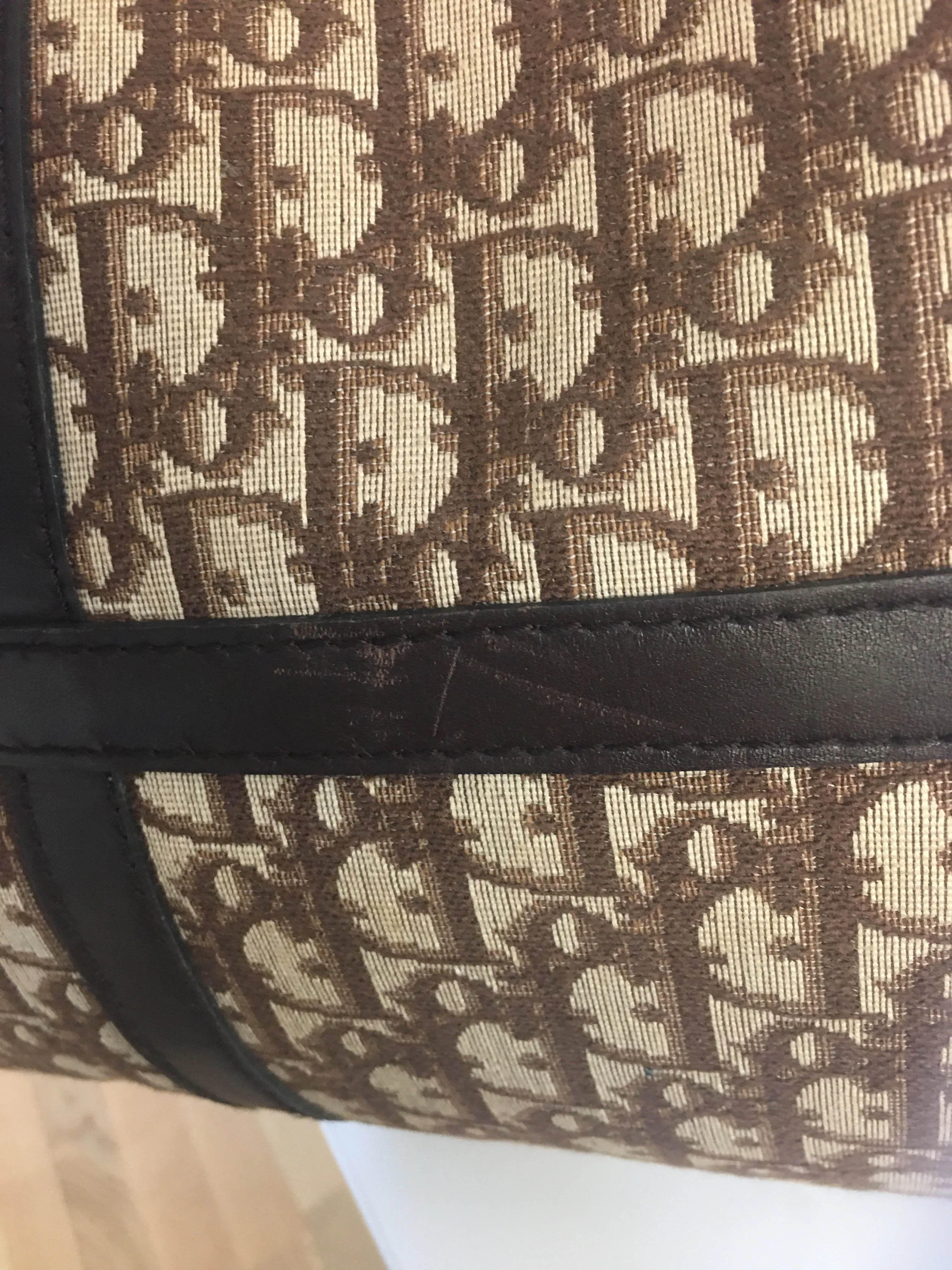 CHRISTIAN DIOR Bowling Handbag in Beige Fabric