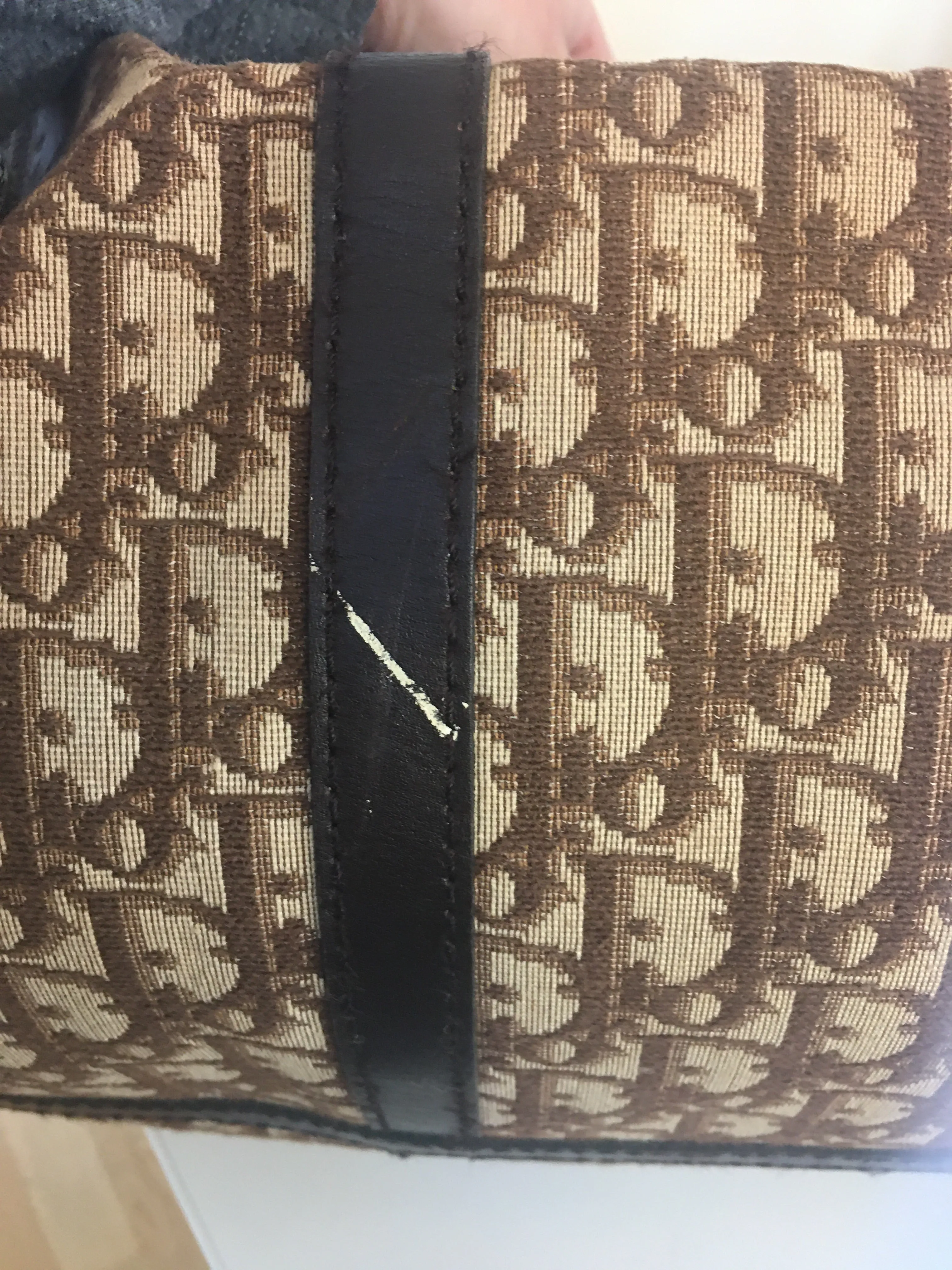 CHRISTIAN DIOR Bowling Handbag in Beige Fabric
