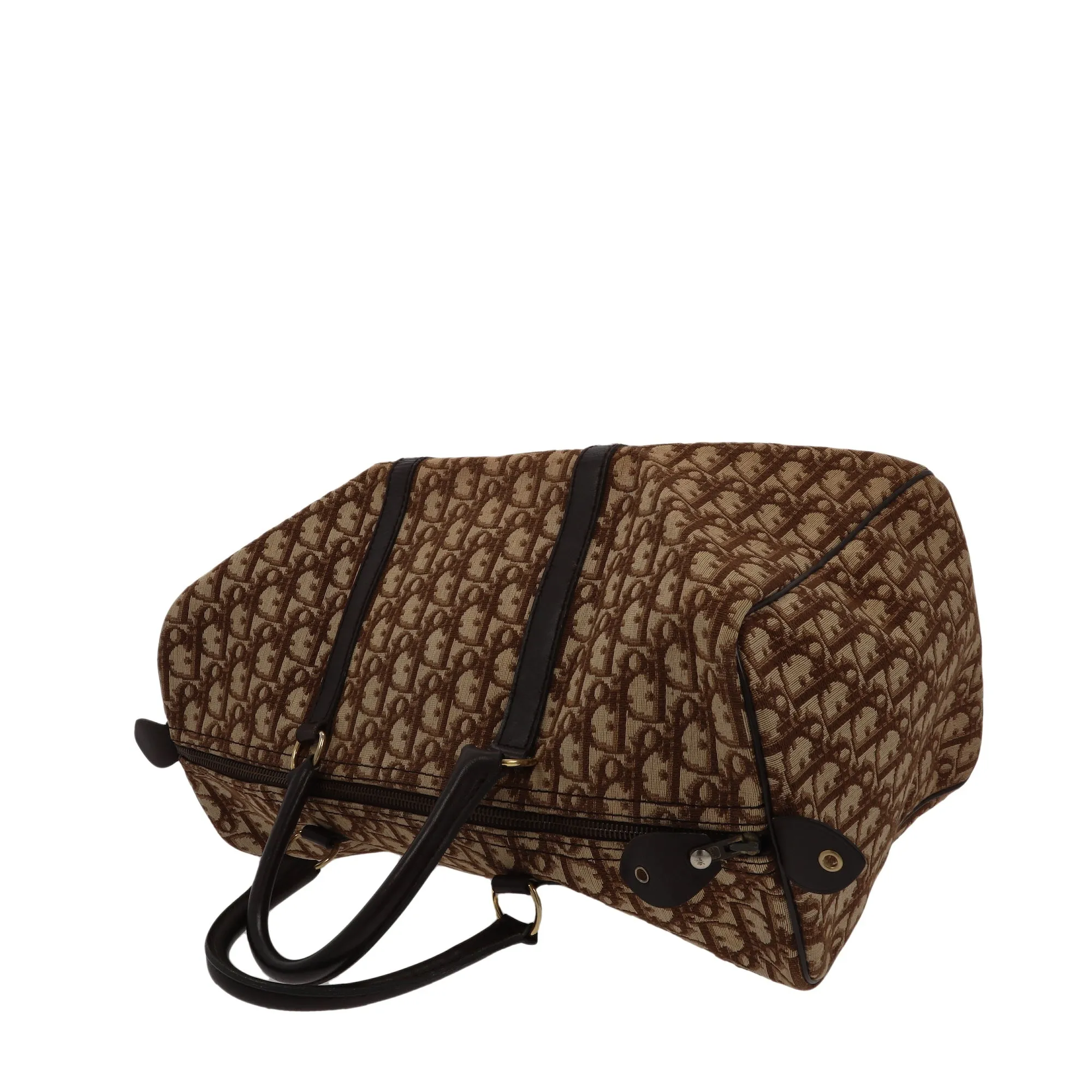CHRISTIAN DIOR Bowling Handbag in Beige Fabric