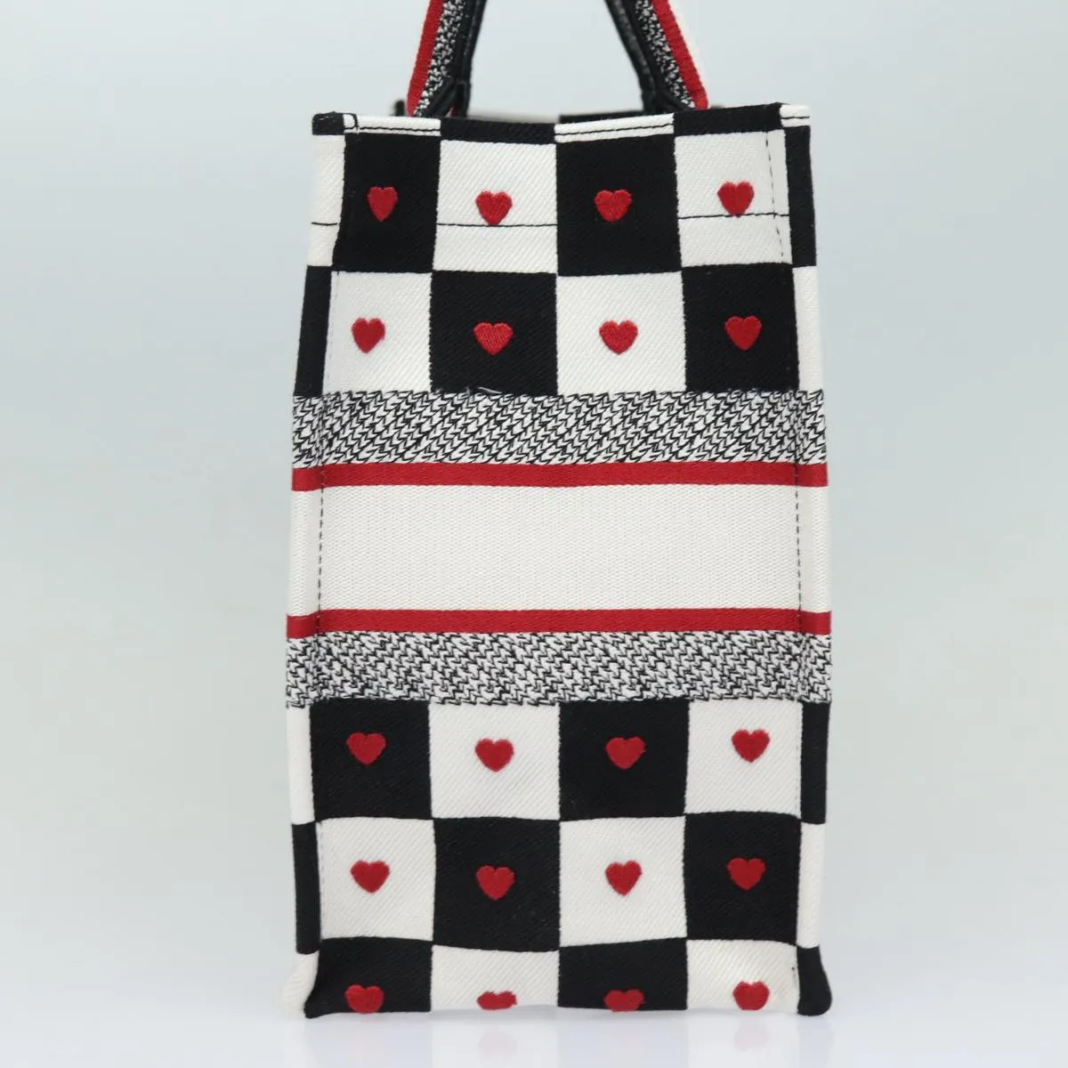 CHRISTIAN DIOR Dior Amour Book Tote Tote Bag Canvas Black White Auth 85927A