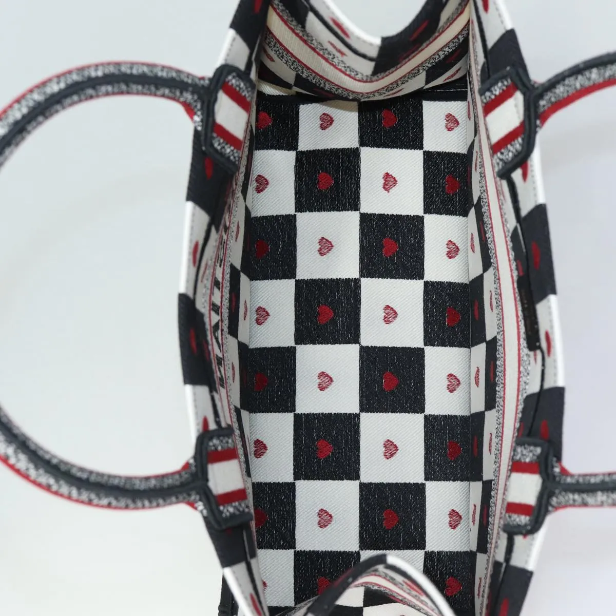 CHRISTIAN DIOR Dior Amour Book Tote Tote Bag Canvas Black White Auth 85927A