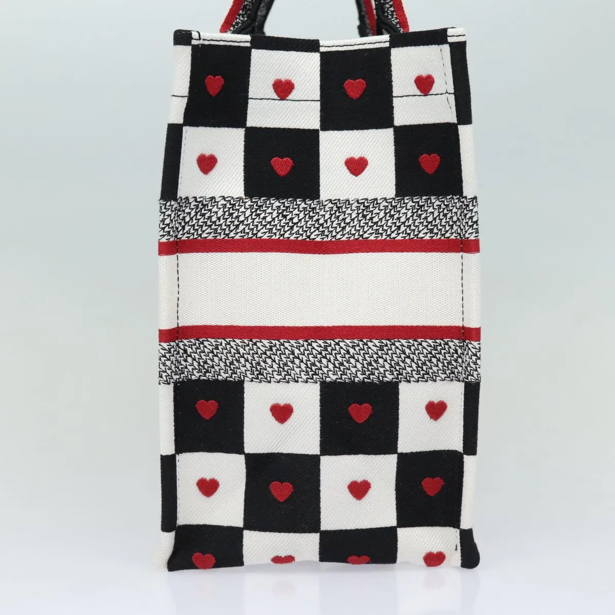 CHRISTIAN DIOR Dior Amour Book Tote Tote Bag Canvas Black White Auth 85927A