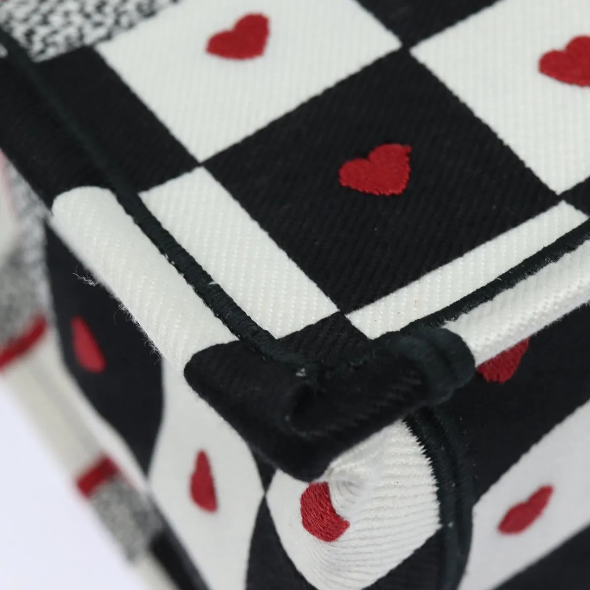 CHRISTIAN DIOR Dior Amour Book Tote Tote Bag Canvas Black White Auth 85927A