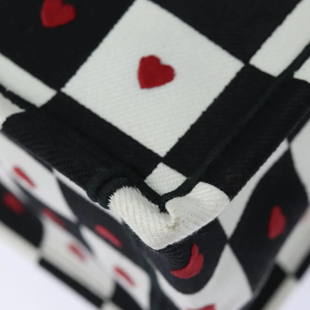 CHRISTIAN DIOR Dior Amour Book Tote Tote Bag Canvas Black White Auth 85927A