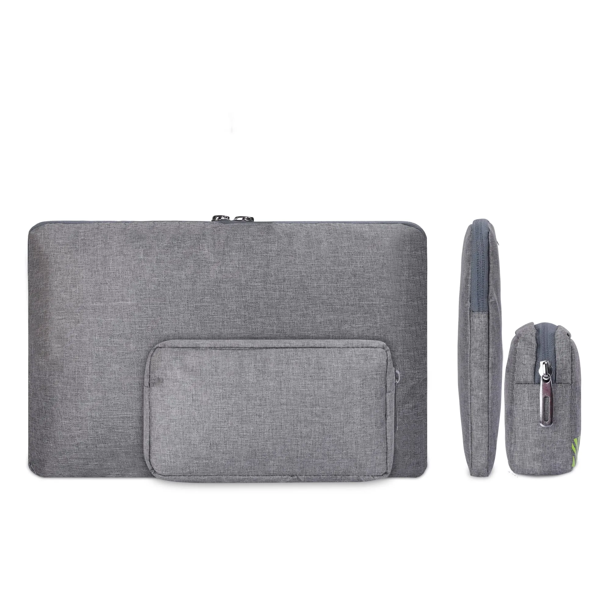Combo: 15.6 inch Laptop Sleeve & Multipurpose Pouch | Premium Polyester | Grey