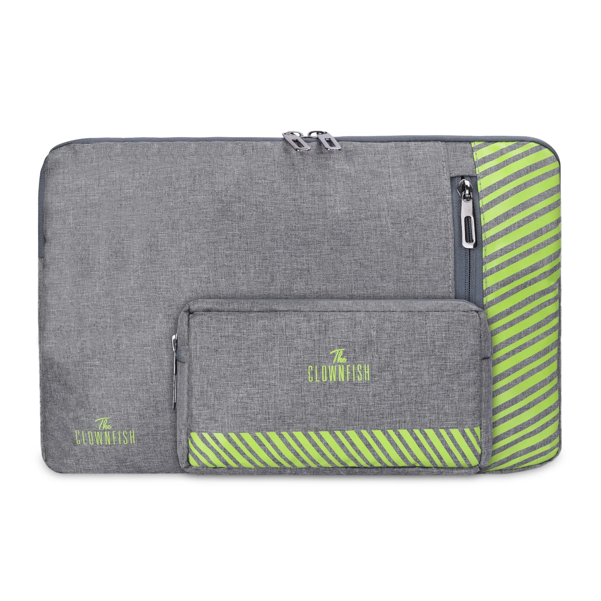 Combo: 15.6 inch Laptop Sleeve & Multipurpose Pouch | Premium Polyester | Grey
