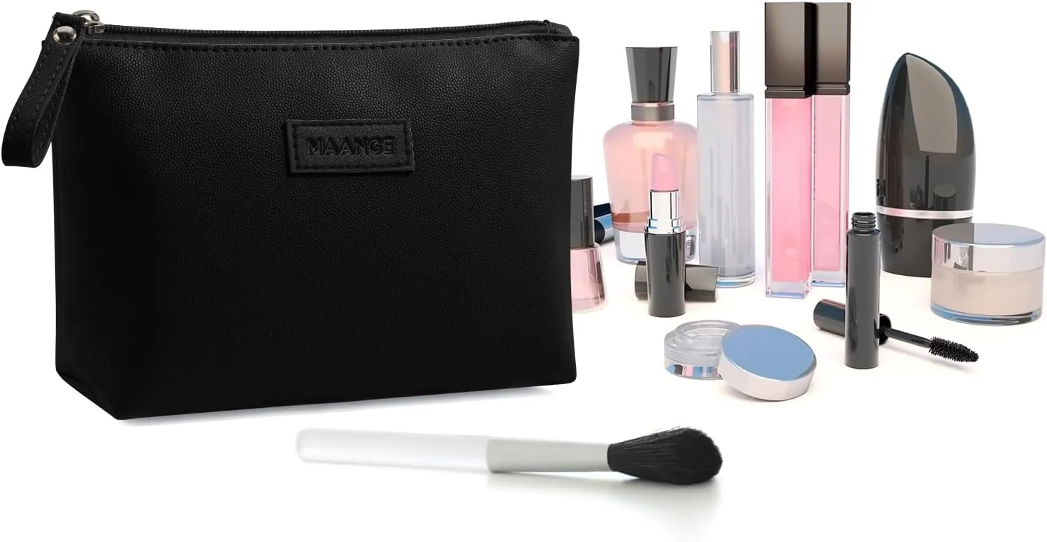 Cosmetic Bags for Women Small Makeup Bag for Purse Pu Leather Makeup Pouch Travel Makeup Bag with Zipper Make Up Bag for Travelling