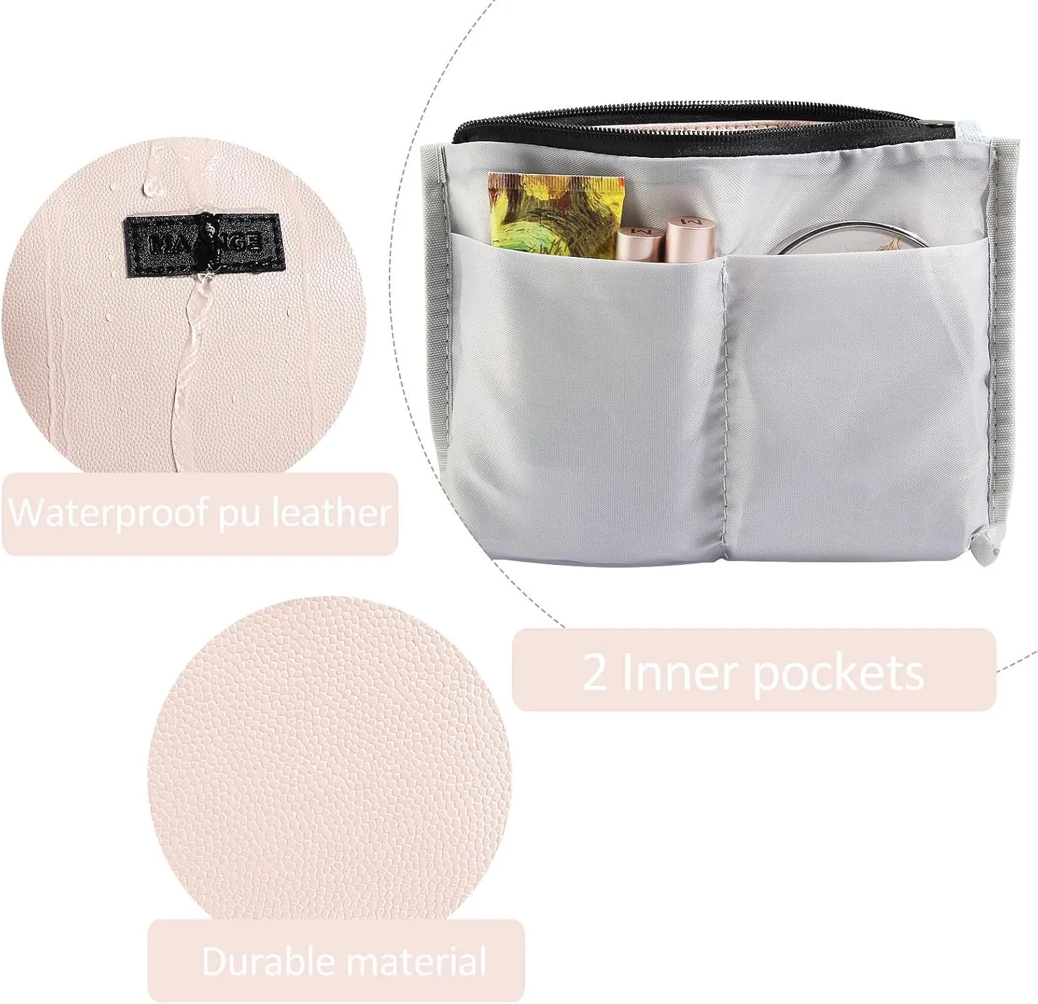 Cosmetic Bags for Women Small Makeup Bag for Purse Pu Leather Makeup Pouch Travel Makeup Bag with Zipper Make Up Bag for Travelling