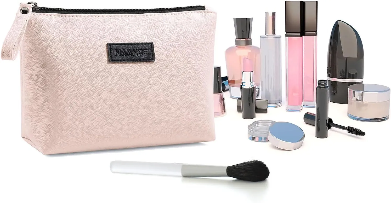 Cosmetic Bags for Women Small Makeup Bag for Purse Pu Leather Makeup Pouch Travel Makeup Bag with Zipper Make Up Bag for Travelling