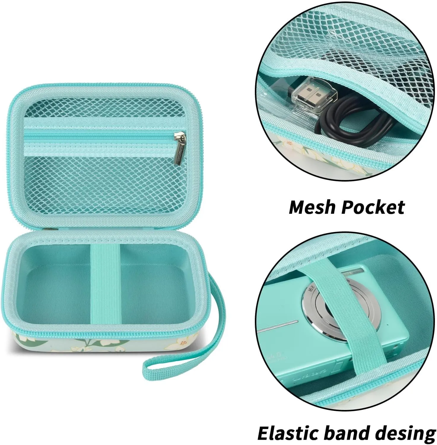 Digital Camera Case for CAMKORY for Kodak Pixpro for VAHOIALD FHD 1080P for QUOLODOO for Fleafer for Polaroid for Canon Small Cameras Holder Bag(Box Only) Green