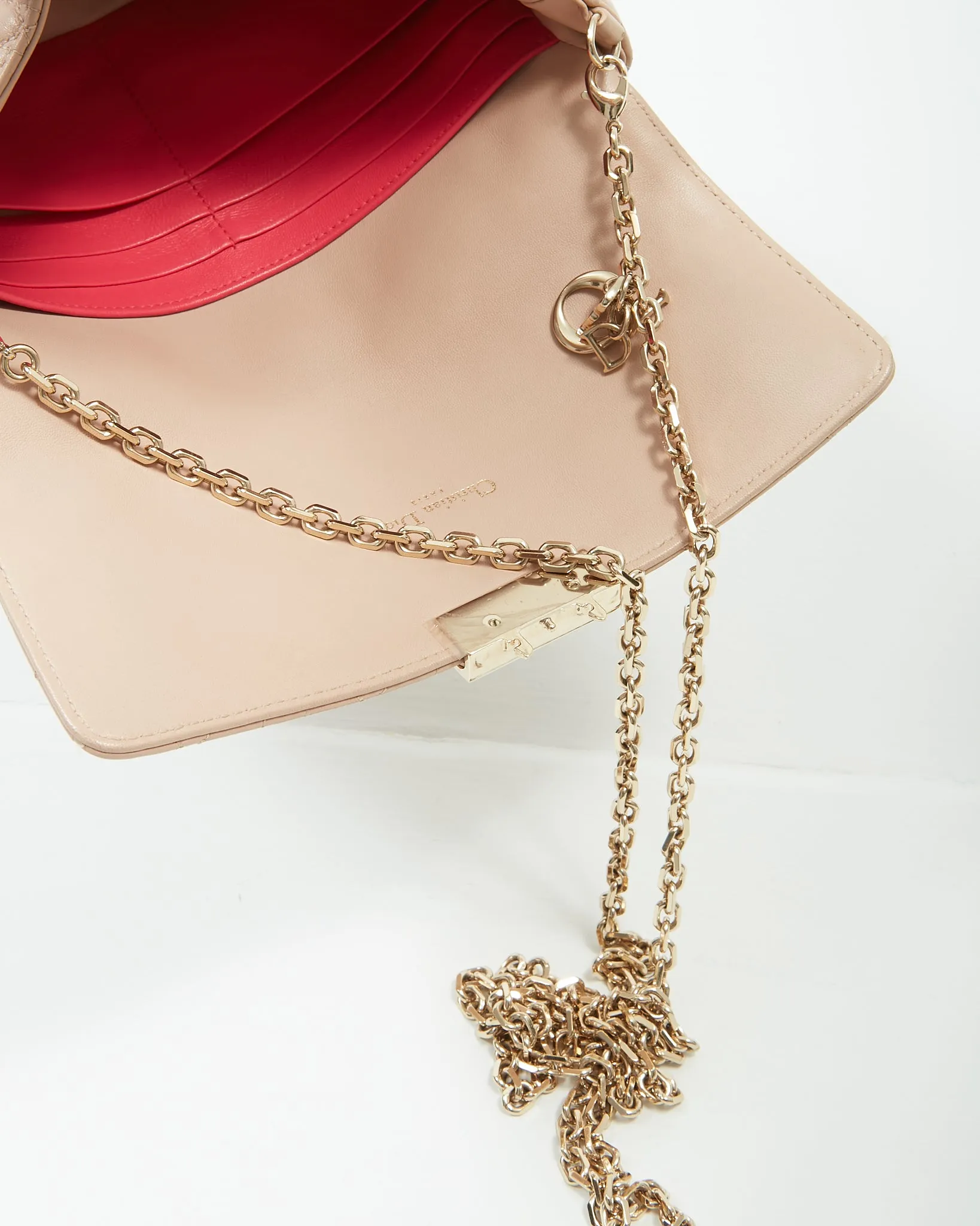Dior Beige Leather Cannage Miss Promenade Wallet On Chain Bag
