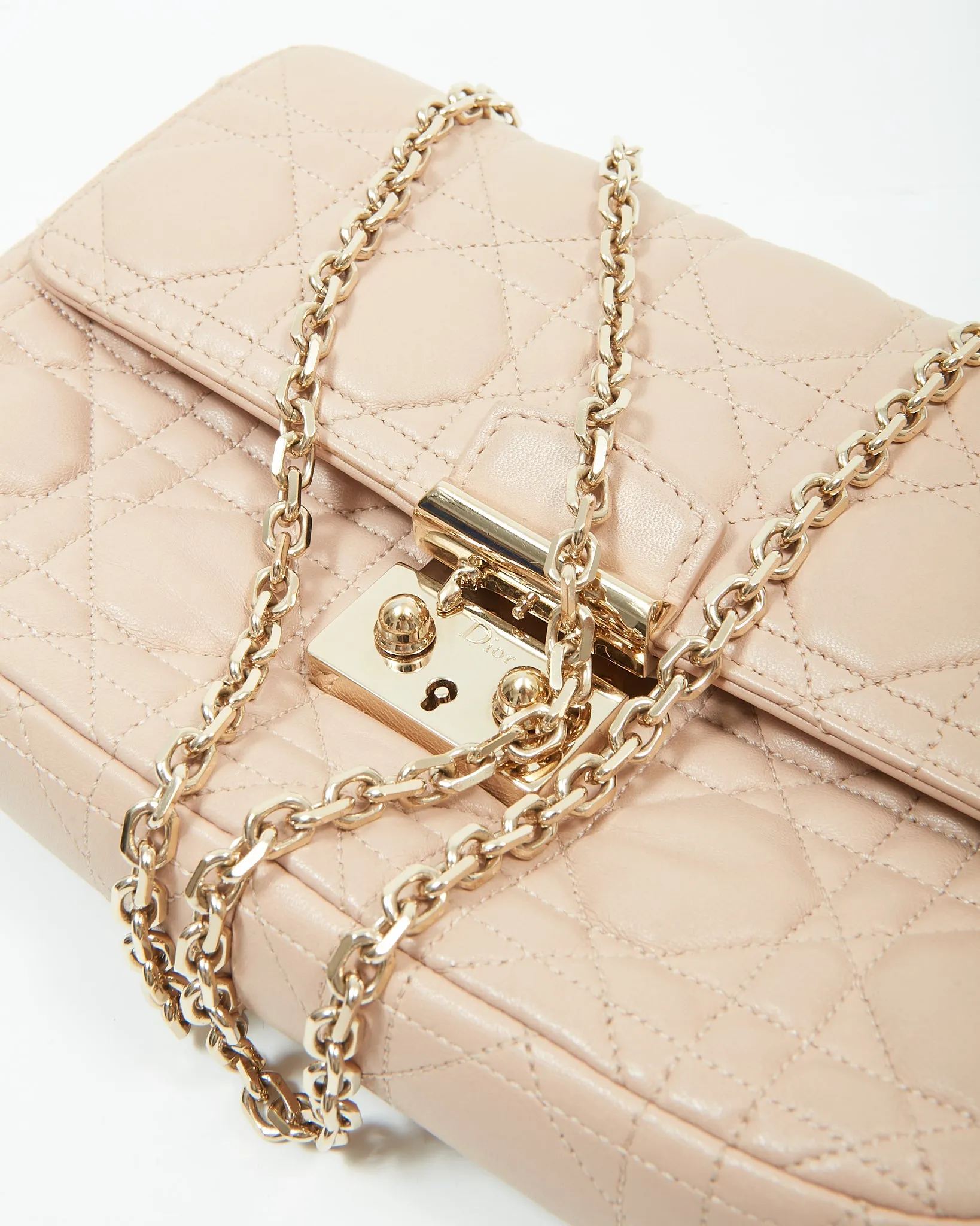 Dior Beige Leather Cannage Miss Promenade Wallet On Chain Bag