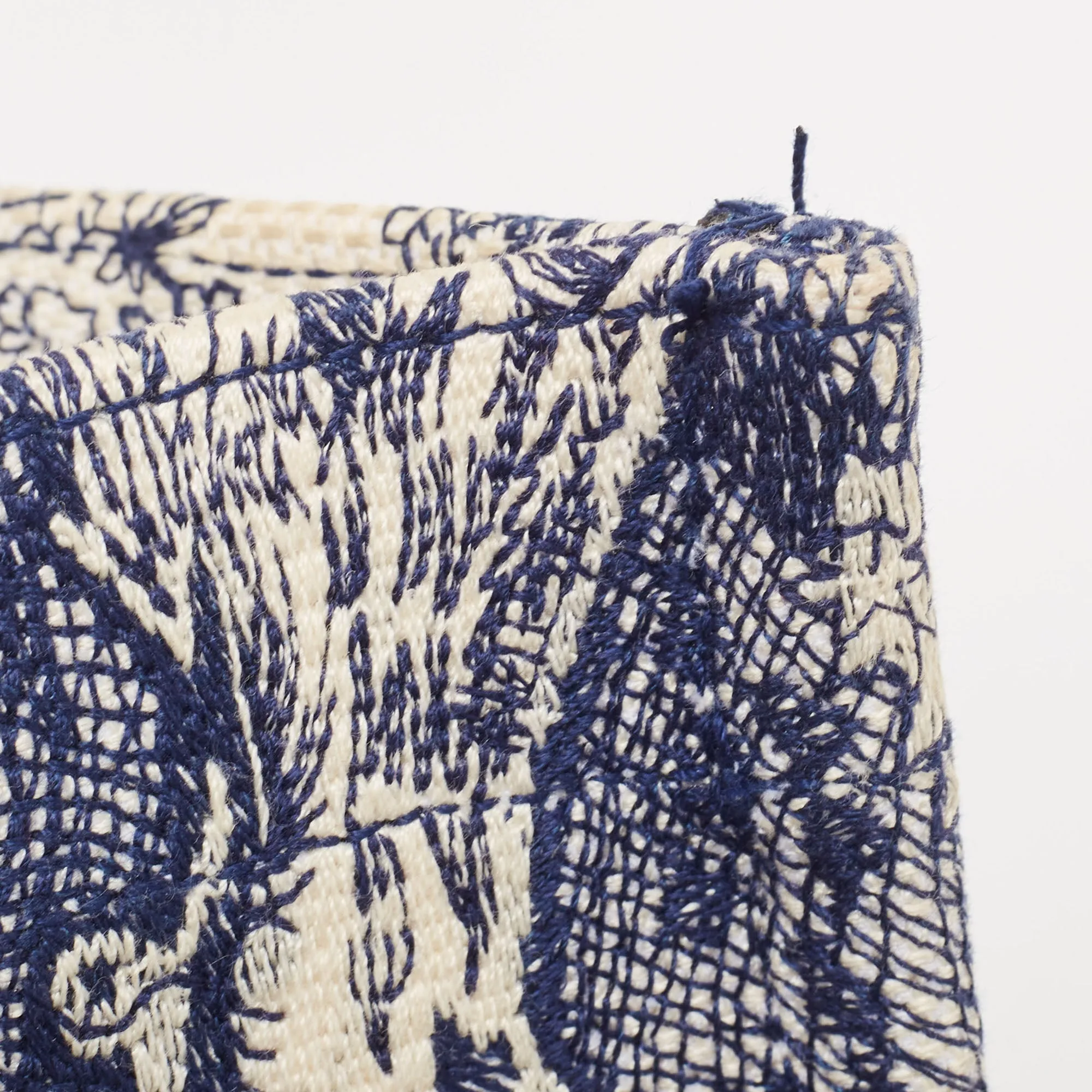 DIOR Navy Blue/White Toile De Jouy Embroidery Canvas Medium Book Tote