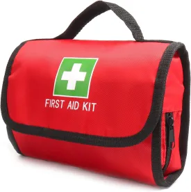 First Aid Bag Tote Empty Small First Aid Kit Bag Outdoor Travel Rescue Pouch First Responder Medicine Bag Pocket Container for Car Home Office Sport Outdoors (Red Foldable Green Print)