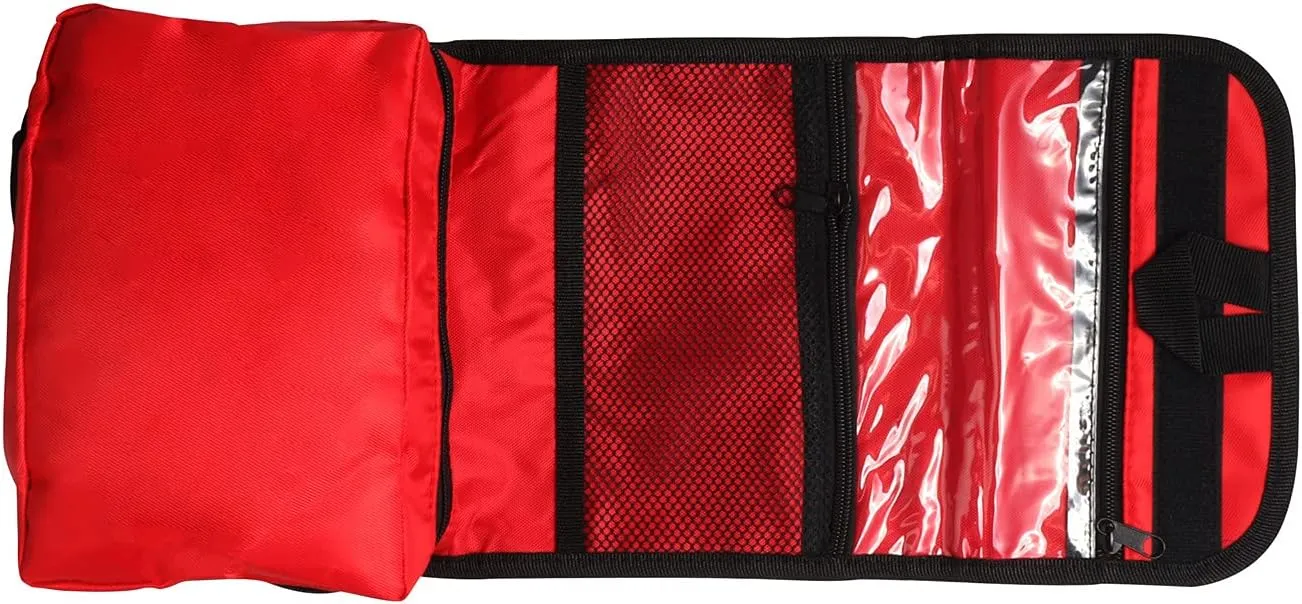 First Aid Bag Tote Empty Small First Aid Kit Bag Outdoor Travel Rescue Pouch First Responder Medicine Bag Pocket Container for Car Home Office Sport Outdoors (Red Foldable Green Print)