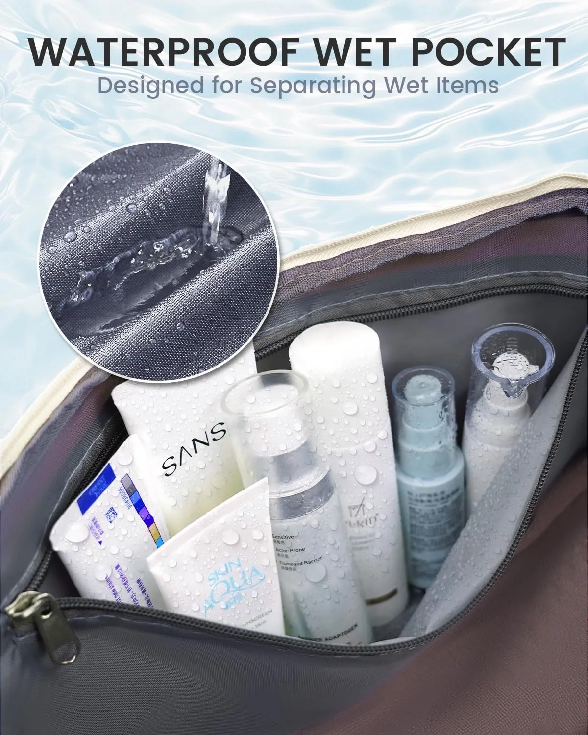 For Spirit Airlines Personal Item Bag 18X14X8 Carry On Travel Duffle Bags for Airplanes Women Men with Wet Pocket Weekender with Shoe and Toiletry Bags, Beige