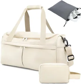 For Spirit Airlines Personal Item Bag 18X14X8 Carry On Travel Duffle Bags for Airplanes Women Men with Wet Pocket Weekender with Shoe and Toiletry Bags, Beige