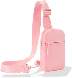 FORZAROCKET Ultralight Sling Bag w/Long Strap 70"  Small Crossbody Bag w/Extended Strap  Women Men Fanny Pack w/Anti-Theft Pocket  Two-Way Durable Zipper  Travel & Plus Size Friendly, Pink