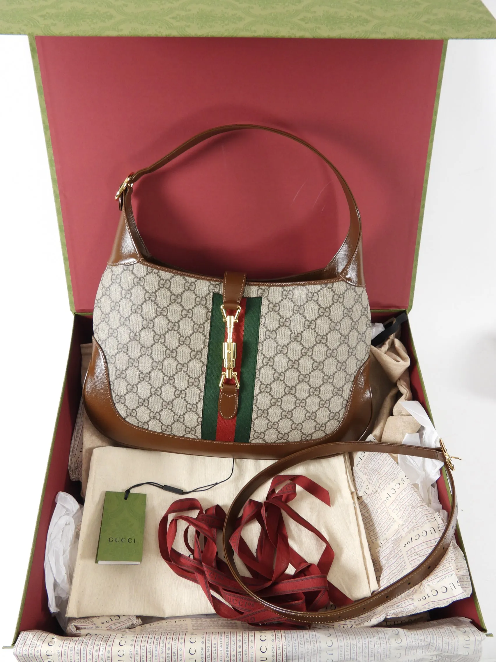 Gucci Jackie 1961 Monogram Supreme Medium Shoulder Hobo Bag