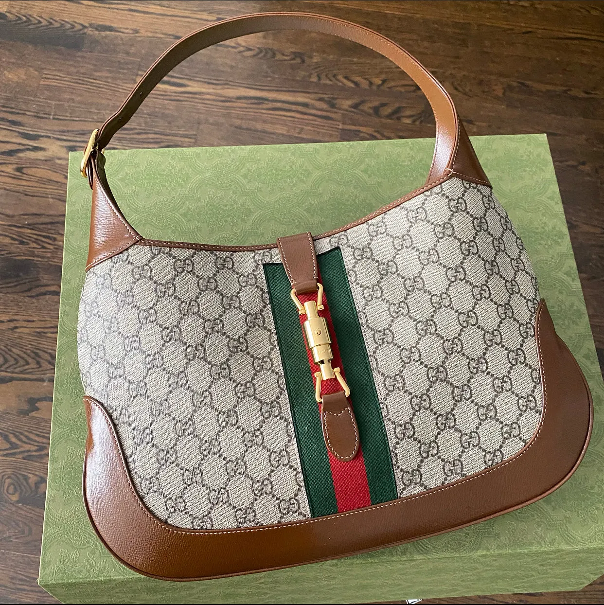 Gucci Jackie 1961 Monogram Supreme Medium Shoulder Hobo Bag