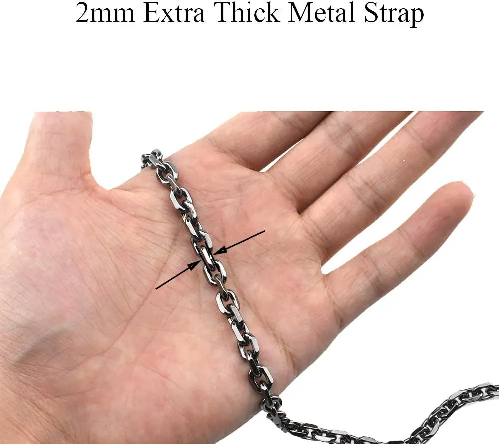 HAHIYO Mini Pochette Purse Chain Strap Thin Wide 6mm for LV Length 51.2 inches Thick 2mm Shiny Black for Shoulder Cross Body Sling Handbag Wallet Clutch Comfortable Flat Metal Strap 1 Pack