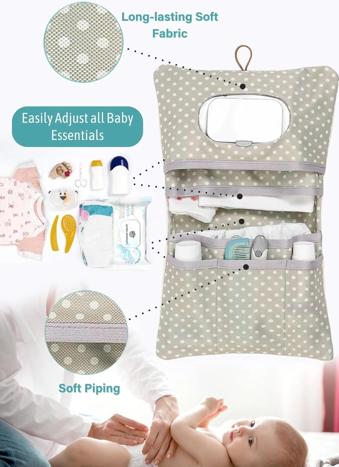 HAMUR Baby Diaper Bag Organizer  Travel-Friendly, Compact & Foldable | Stroller Pouch for Newborn Essentials  Must-Have for Boys & Girls (Leaves)